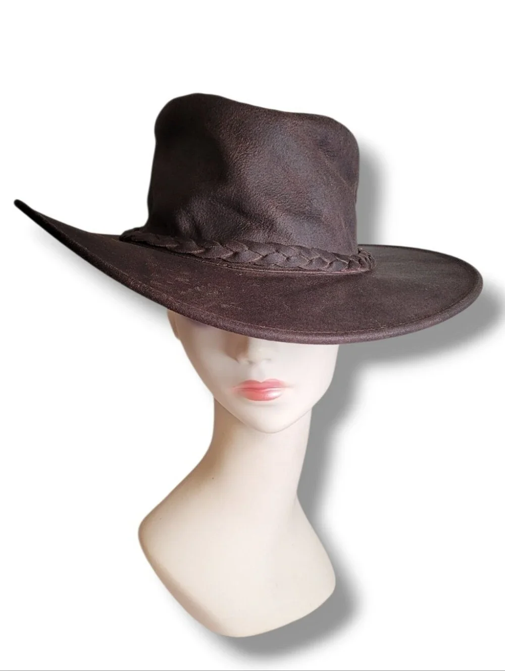 Minnetonka Brown Leather Fold Up Hat